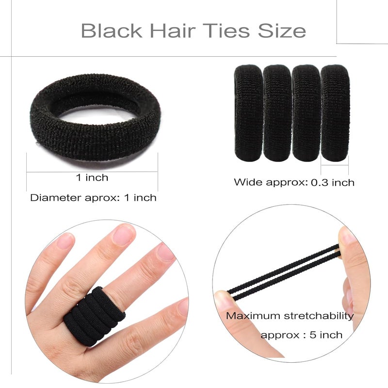 WillingTee 120 Pcs Baby Hair Ties, Cotton Toddler Hair Ties for Girls and Kids, Multicolor Small Seamless Hair Bands Elastic Ponytail Holders,Black - Image 2